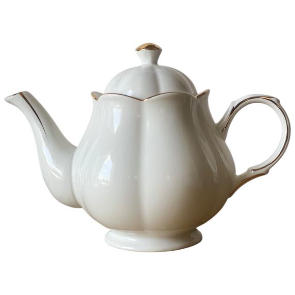Grace Teaware Fine Porcelain Teapot Gold Trim - Picture 2 of 5